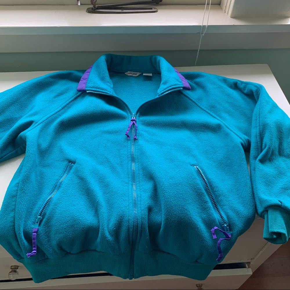 Cherokee turquoise fleece jacket w/ purple details
